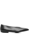 Rick Owens Leather Ballet Flats With Flat Sole And Square Toe In Black