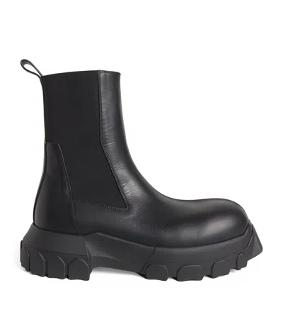 Rick Owens Leather Beatle Bozo Tractor Boots In Black
