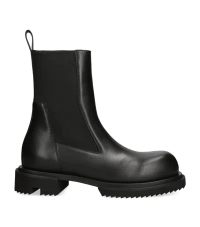 Rick Owens Leather Beatle Gabe Ankle Boots In Black
