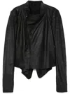 Rick Owens Low Neck Biker Jacket In Black