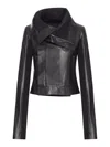 Rick Owens Motorcycle Jacket Asymmetrical Collar In Black