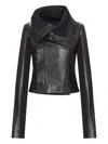 Rick Owens Motorcycle Jacket Asymmetrical Collar In Black