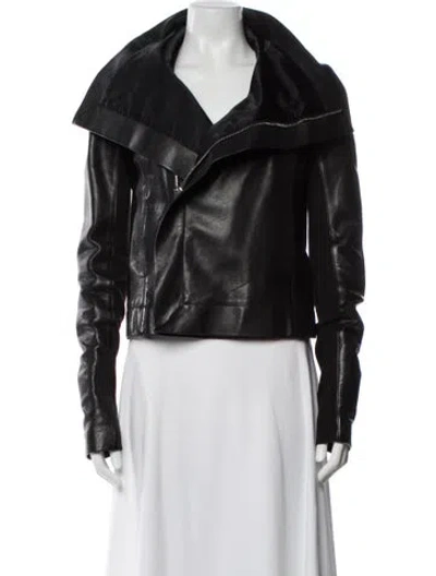 Pre-owned Rick Owens Leather Biker Jacket In Black