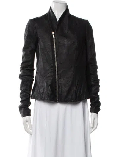 Pre-owned Rick Owens Leather Biker Jacket In Black