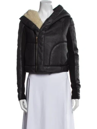 Pre-owned Rick Owens Leather Biker Jacket In Black