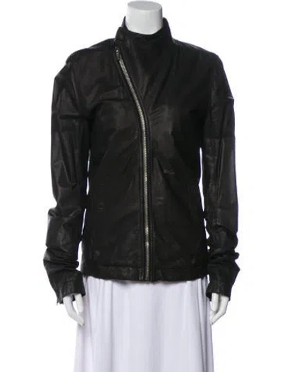 Pre-owned Rick Owens Leather Biker Jacket In Black