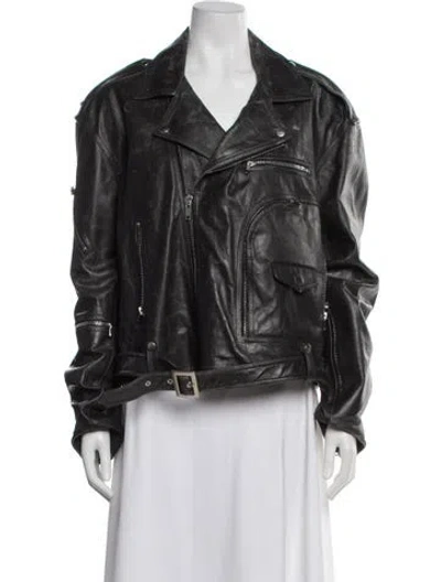 Pre-owned Rick Owens Leather Biker Jacket In Black
