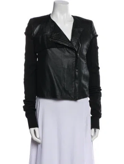 Pre-owned Rick Owens Leather Biker Jacket In Black