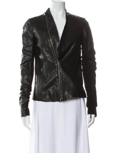 Pre-owned Rick Owens Leather Biker Jacket In Black