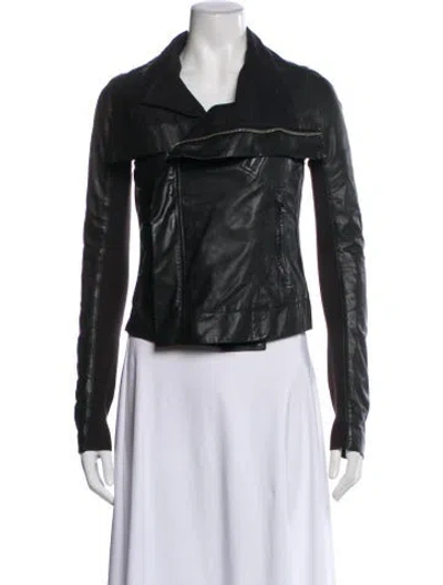 Pre-owned Rick Owens Leather Biker Jacket In Black
