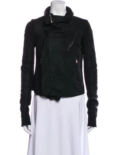 Pre-owned Rick Owens Leather Biker Jacket In Black