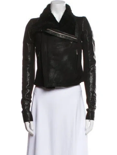 Pre-owned Rick Owens Leather Biker Jacket In Black