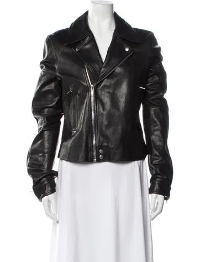 Pre-owned Rick Owens Leather Biker Jacket In Black