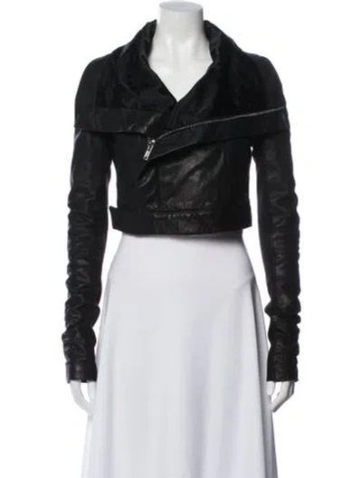 Pre-owned Rick Owens Leather Biker Jacket In Black