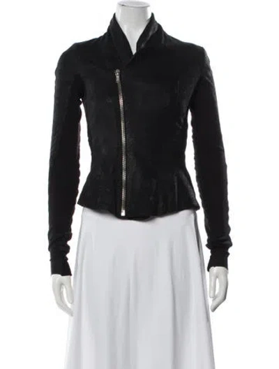 Pre-owned Rick Owens Leather Biker Jacket In Black
