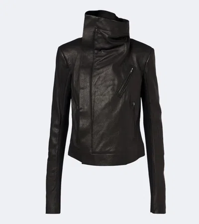 Rick Owens Leather Biker Jacket In Black
