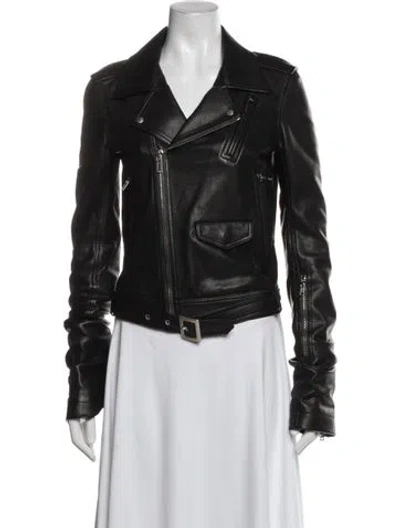 Pre-owned Rick Owens Leather Biker Jacket In Black
