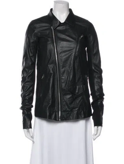 Pre-owned Rick Owens Leather Biker Jacket In Black