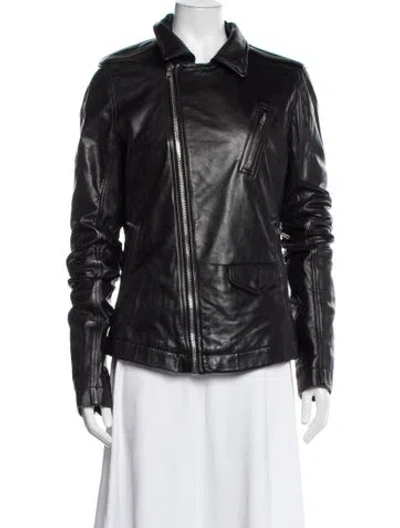 Pre-owned Rick Owens Leather Biker Jacket In Black