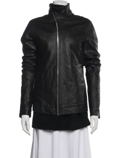Pre-owned Rick Owens Leather Biker Jacket In Black