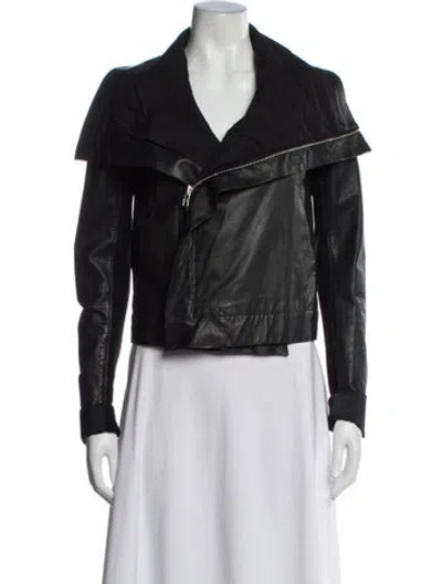 Pre-owned Rick Owens Leather Biker Jacket In Gray
