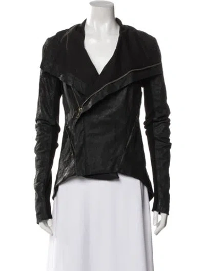 Pre-owned Rick Owens Leather Biker Jacket In Gray