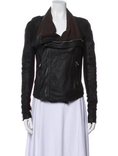 Pre-owned Rick Owens Leather Biker Jacket In Gray