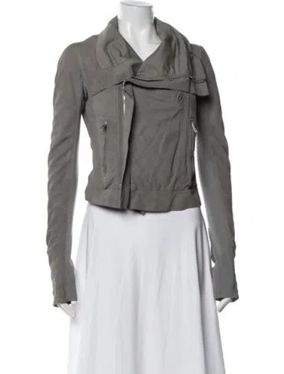 Pre-owned Rick Owens Leather Biker Jacket In Gray