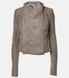 Rick Owens Light Luxury Avant-garde Leather Jacket In Grey