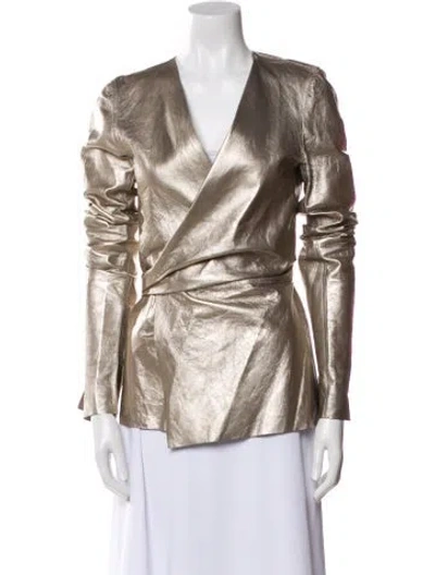 Pre-owned Rick Owens Leather Biker Jacket In Neutral