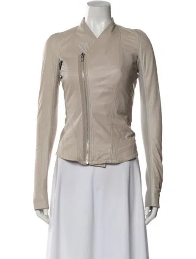 Pre-owned Rick Owens Leather Biker Jacket In Neutral
