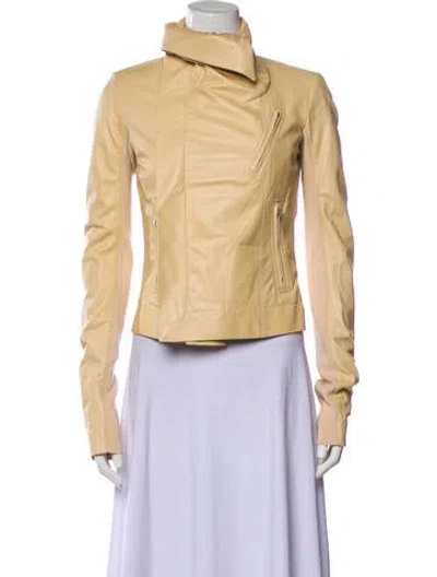 Pre-owned Rick Owens Leather Biker Jacket In Neutral