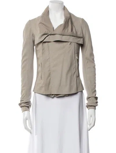Pre-owned Rick Owens Leather Biker Jacket In Neutrals