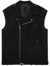 Rick Owens Belted Oversized Suede Biker Jacket In Black