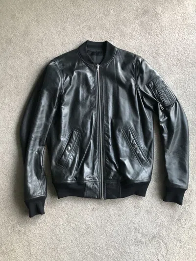 Pre-owned Rick Owens Leather Bomber 50it In Black