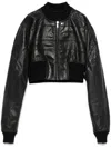 Rick Owens Long-sleeved Leather Jacket In Black