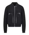 Rick Owens Leather Bomber Jacket In Black