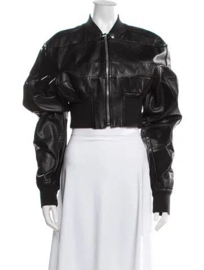 Pre-owned Rick Owens Leather Bomber Jacket In Black