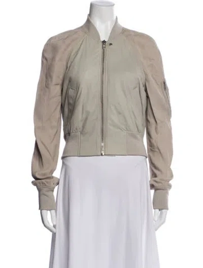 Pre-owned Rick Owens Leather Bomber Jacket In Neutral