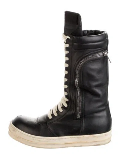 Pre-owned Rick Owens Leather Boots In Black