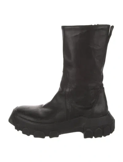 Pre-owned Rick Owens Leather Boots In Black