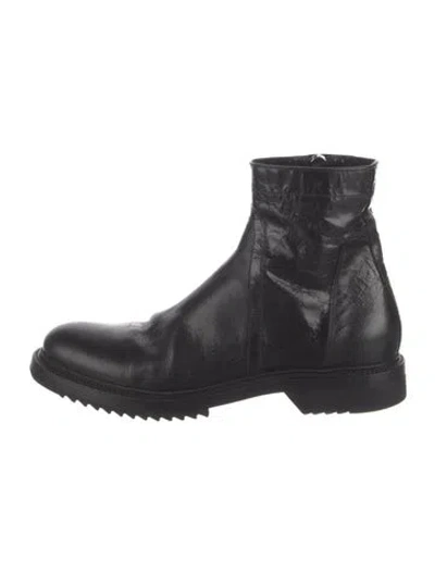 Pre-owned Rick Owens Leather Boots In Black