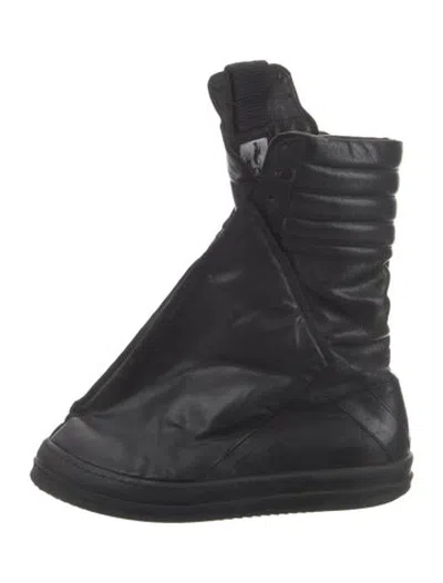 Pre-owned Rick Owens Leather Boots In Black