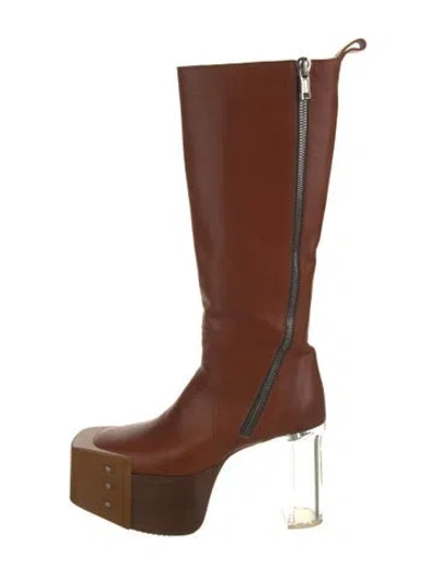 Pre-owned Rick Owens Leather Boots In Brown