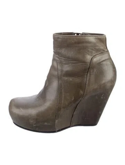 Pre-owned Rick Owens Leather Boots In Green