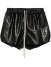 Rick Owens Black Hollywood Boxers Leather Shorts In Black