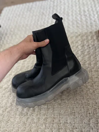 Pre-owned Rick Owens Leather Bozo Chelsea Boots In Black