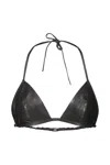 Rick Owens Brown Hollywood Waxy Lamb Leather Bra In Black