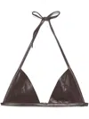 Rick Owens Brown Hollywood Waxy Lamb Leather Bra In Brown
