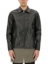 Rick Owens Calf Leather Bauhaus Jacket With Classic Collar In Black